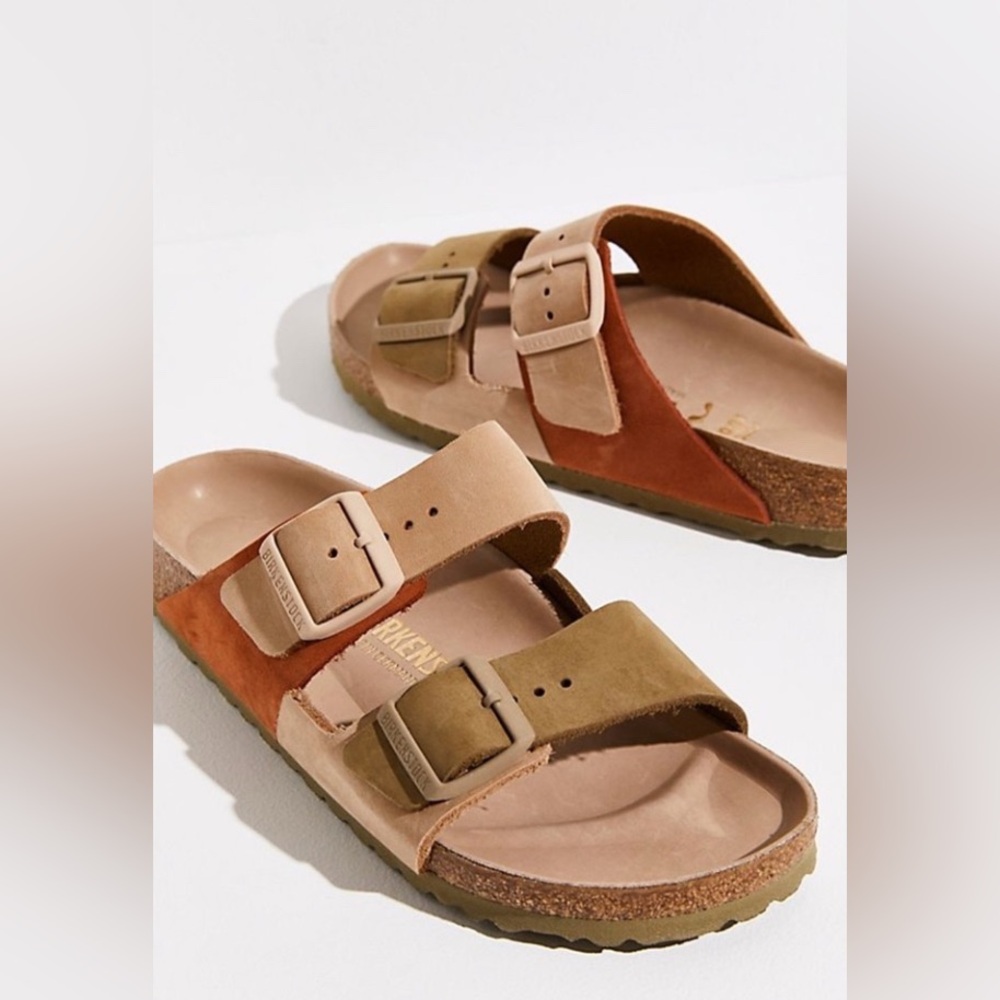 Free People Birkenstock Arizona Sandals Split Leather Color Block 40 RARE - Picture 4 of 14